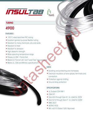 4900 - 10 BLACK 1000FT datasheet  